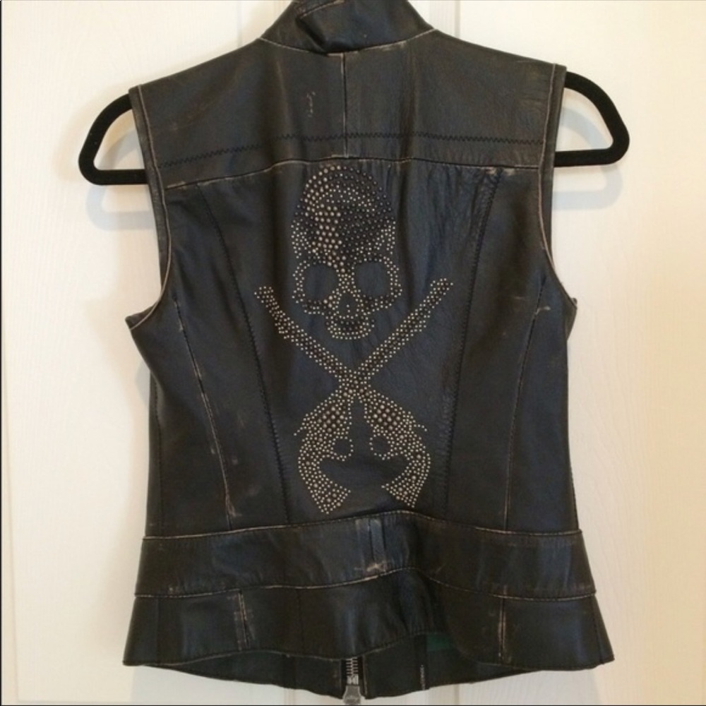Donald J Pliner Leather Motorcycle Vest